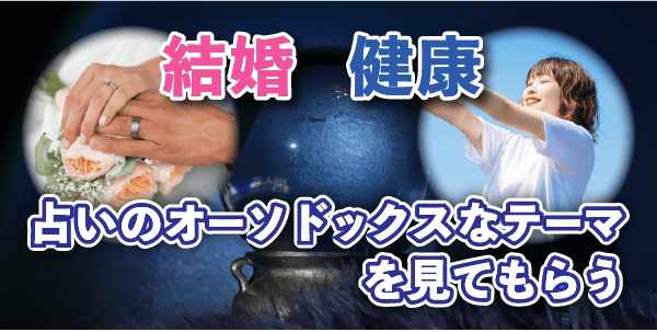 結婚や健康といった占いのオーソドックスなテーマを見てもらう
